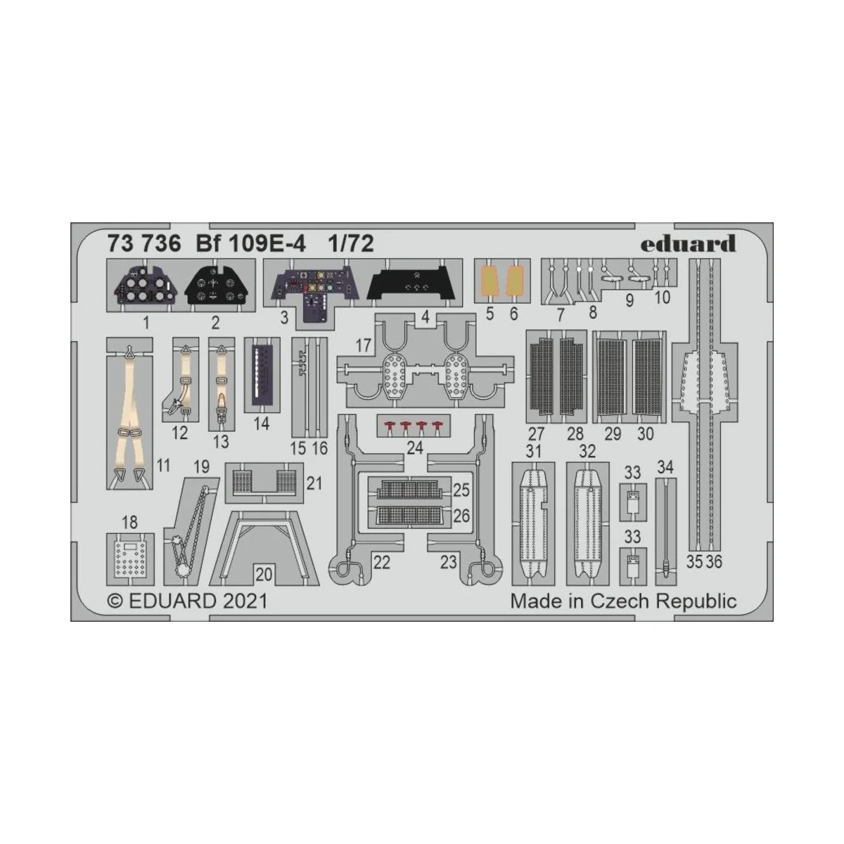 Bf 109E-4 1/72 for SPECIAL HOBBY, 1/72 - Eduard Accessories 73736 Bf 109E-4 1/72 for SPECIAL HOBBY, 1/72 - Eduard Accessories 73736