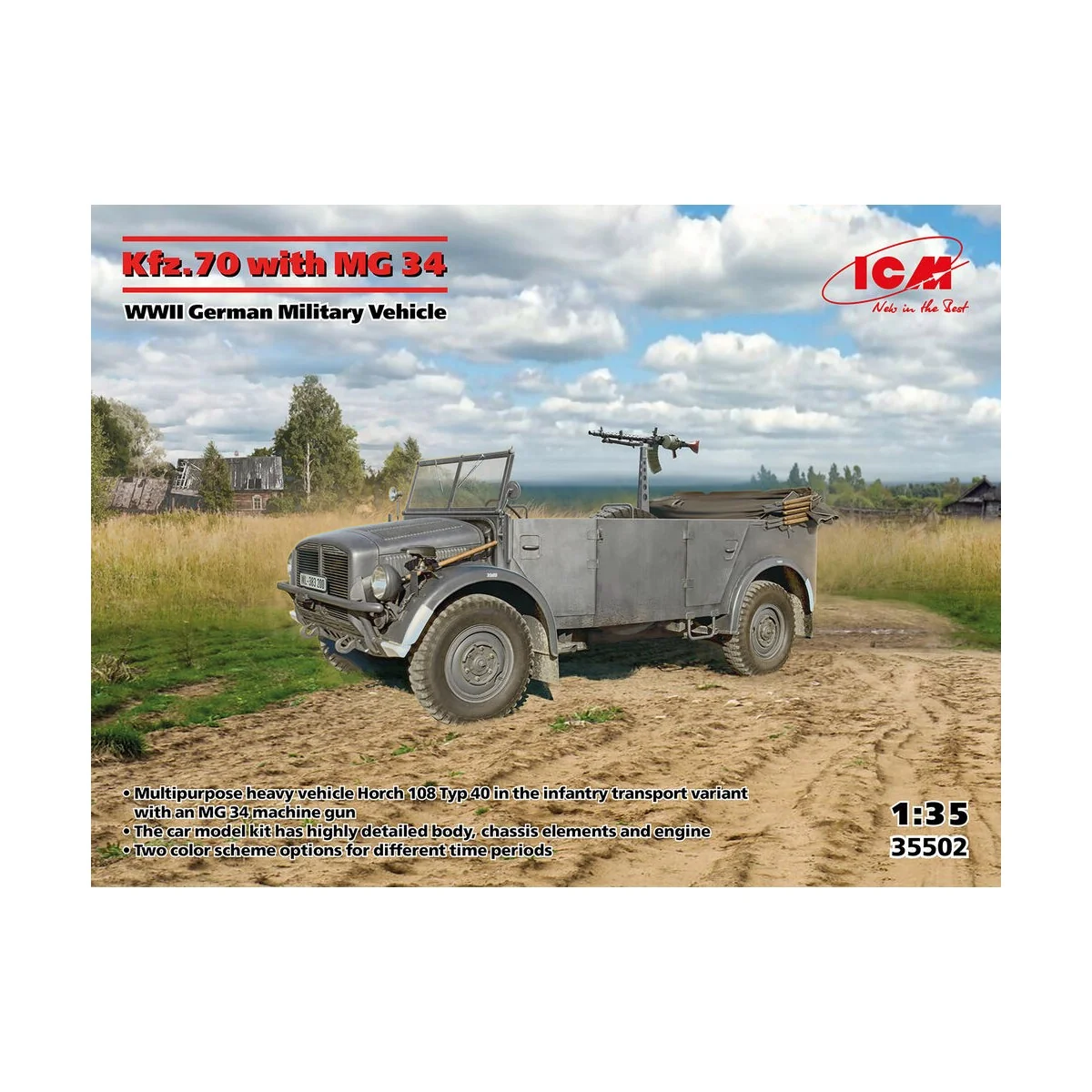 Kfz.70 with MG 34, WWII German Military Vehicle, 1/35 - ICM 35502 Kfz.70 with MG 34, WWII German Military Vehicle, 1/35 - ICM 35502