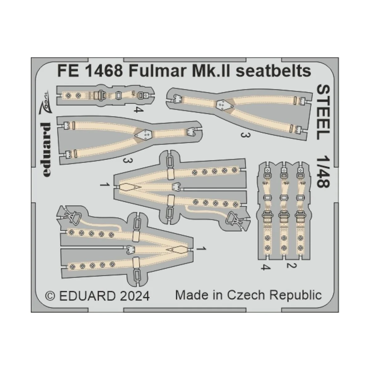 Fulmar Mk.II seatbelts STEEL, 1/48 - Eduard Accessories FE1468 Fulmar Mk.II seatbelts STEEL, 1/48 - Eduard Accessories FE1468