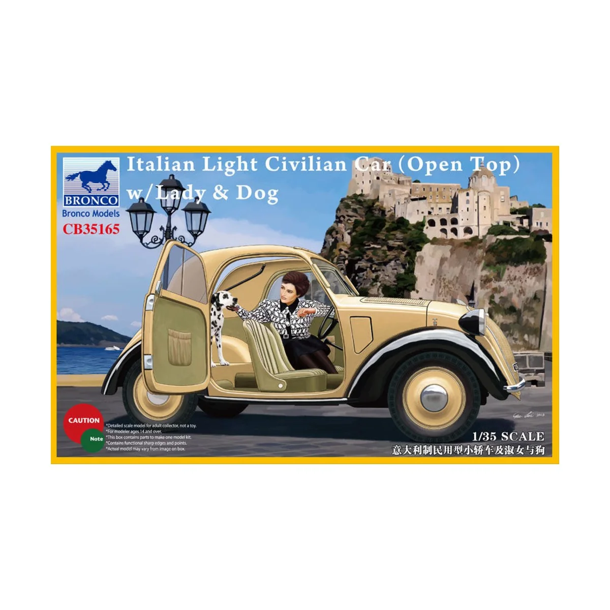 Italian Light Civilian Car(Open Top) w/Lady & Dog, 1/35 - Bronco Mo... Italian Light Civilian Car(Open Top) w/Lady & Dog, 1/35 - Bronco Mo...