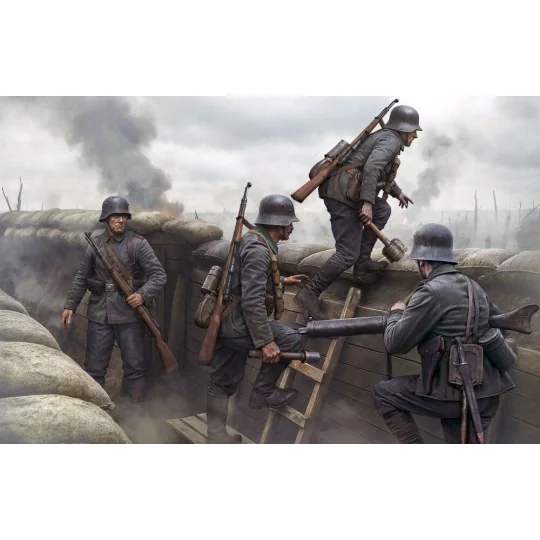 German Infantrymen before the attack. WWI era. Achtung, Panzer!, 1/... German Infantrymen before the attack. WWI era. Achtung, Panzer!, 1/...