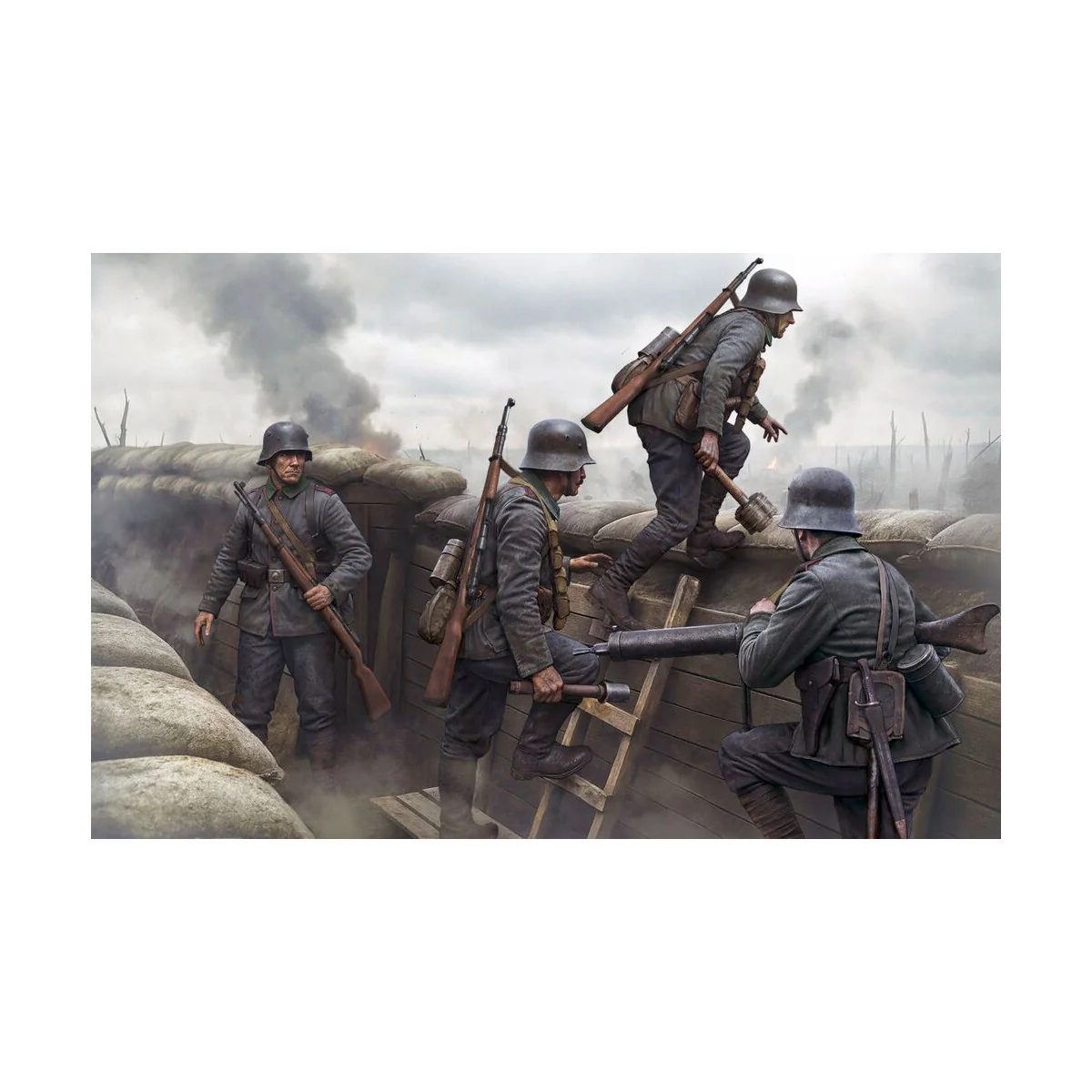 German Infantrymen before the attack. WWI era. Achtung, Panzer!, 1/... German Infantrymen before the attack. WWI era. Achtung, Panzer!, 1/...