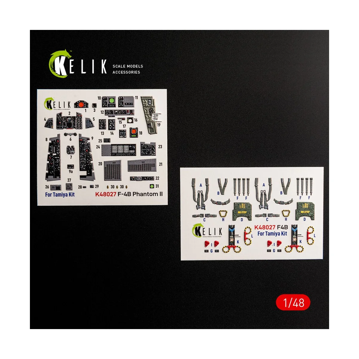 F-4B interior 3D decals for Tamiya kit, 1/48 - Kelik K48027 F-4B interior 3D decals for Tamiya kit, 1/48 - Kelik K48027