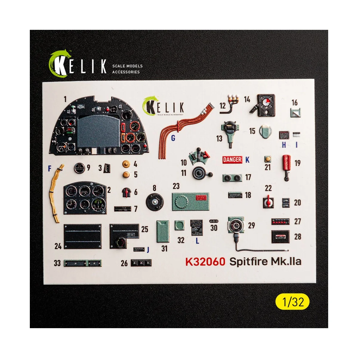 Spitfire Mk.IIa - interior 3D decals for Revell, 1/32 - Kelik K32060 Spitfire Mk.IIa - interior 3D decals for Revell, 1/32 - Kelik K32060