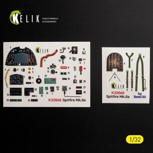 Spitfire Mk.IIa - interior 3D decals for Revell, 1/32 - Kelik K32060 Spitfire Mk.IIa - interior 3D decals for Revell, 1/32 - Kelik K32060