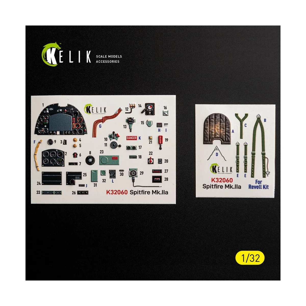Spitfire Mk.IIa - interior 3D decals for Revell, 1/32 - Kelik K32060 Spitfire Mk.IIa - interior 3D decals for Revell, 1/32 - Kelik K32060