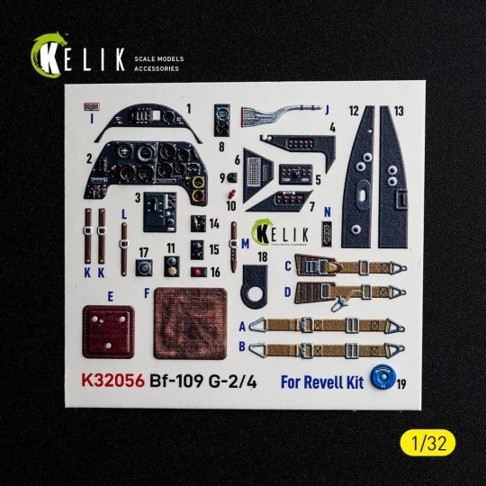 Bf-109 G2/4 - interior 3D decals for Revell, 1/32 - Kelik K32056 Bf-109 G2/4 - interior 3D decals for Revell, 1/32 - Kelik K32056