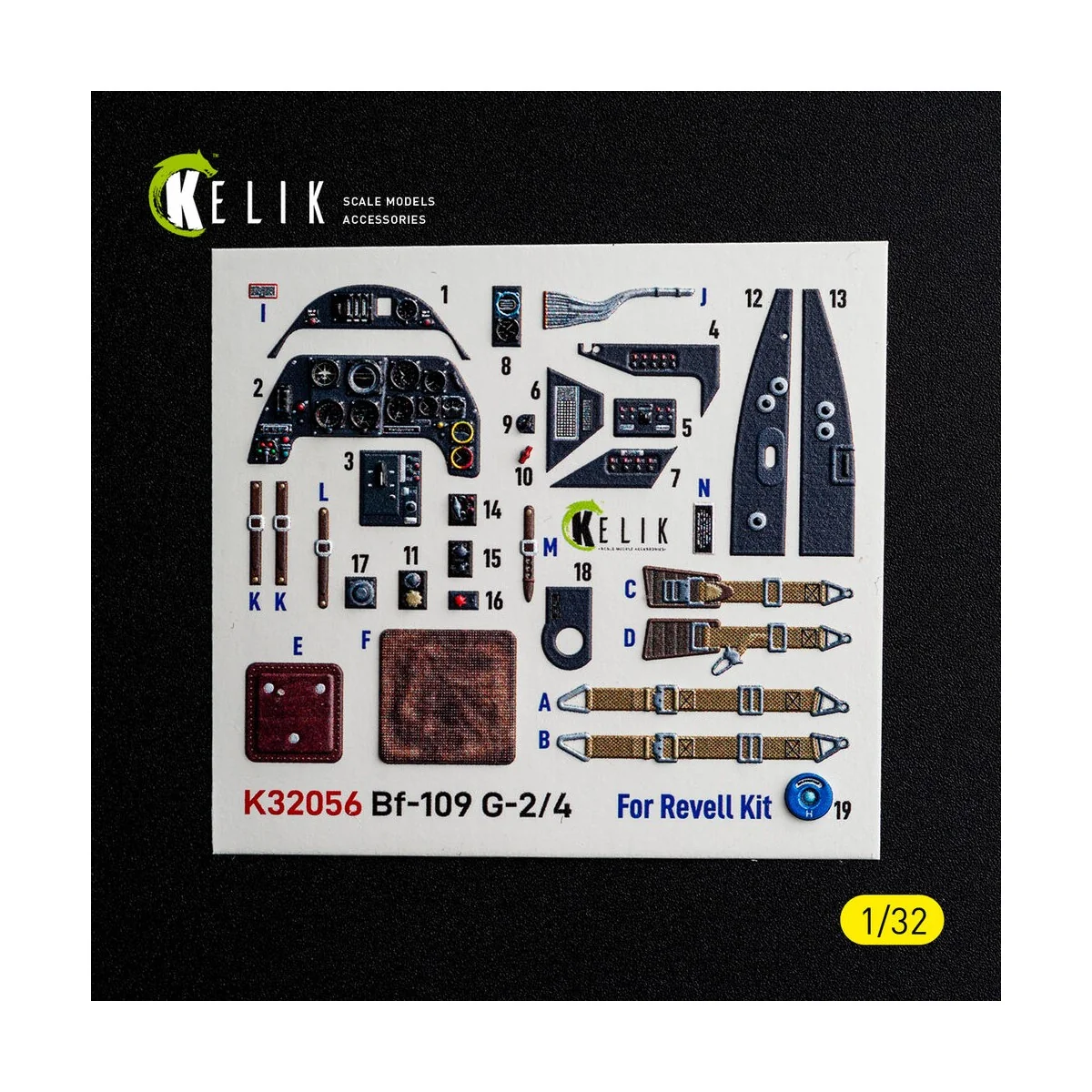 Bf-109 G2/4 - interior 3D decals for Revell, 1/32 - Kelik K32056 Bf-109 G2/4 - interior 3D decals for Revell, 1/32 - Kelik K32056