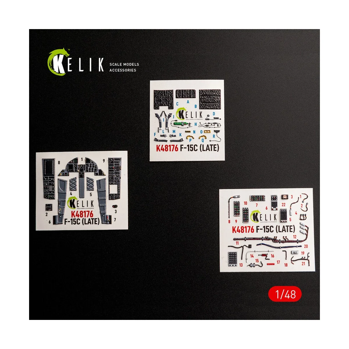 F-15C (Late) - interior 3D decals for Hasegawa, 1/48 - Kelik K48176 F-15C (Late) - interior 3D decals for Hasegawa, 1/48 - Kelik K48176
