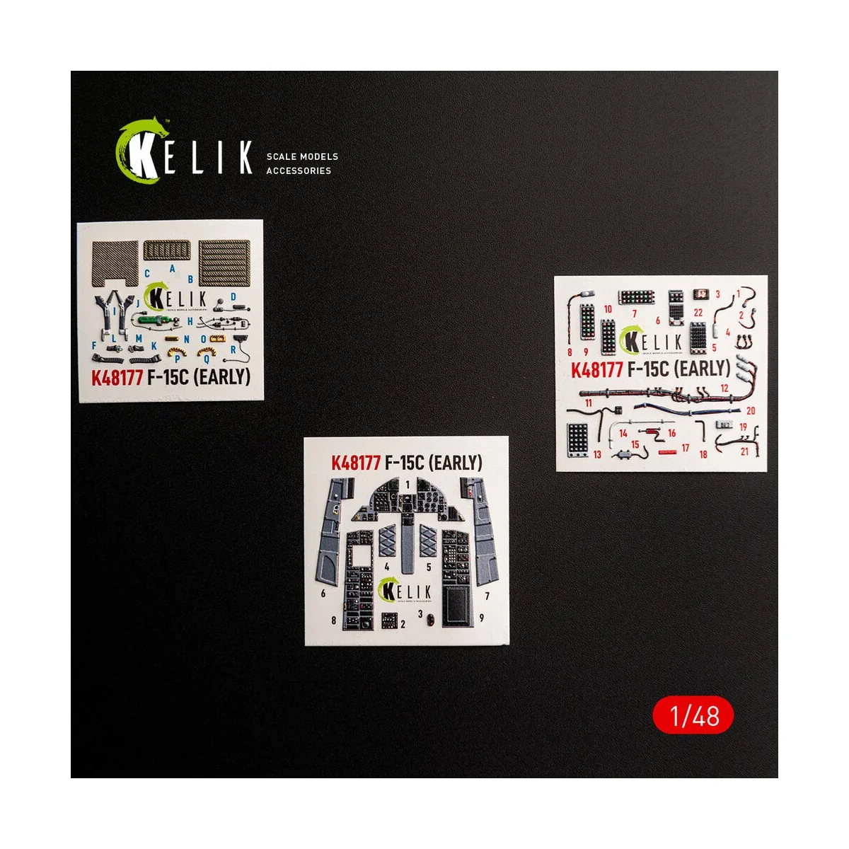 F-15C (Early) - interior 3D decals for Hasegawa, 1/48 - Kelik K48177 F-15C (Early) - interior 3D decals for Hasegawa, 1/48 - Kelik K48177