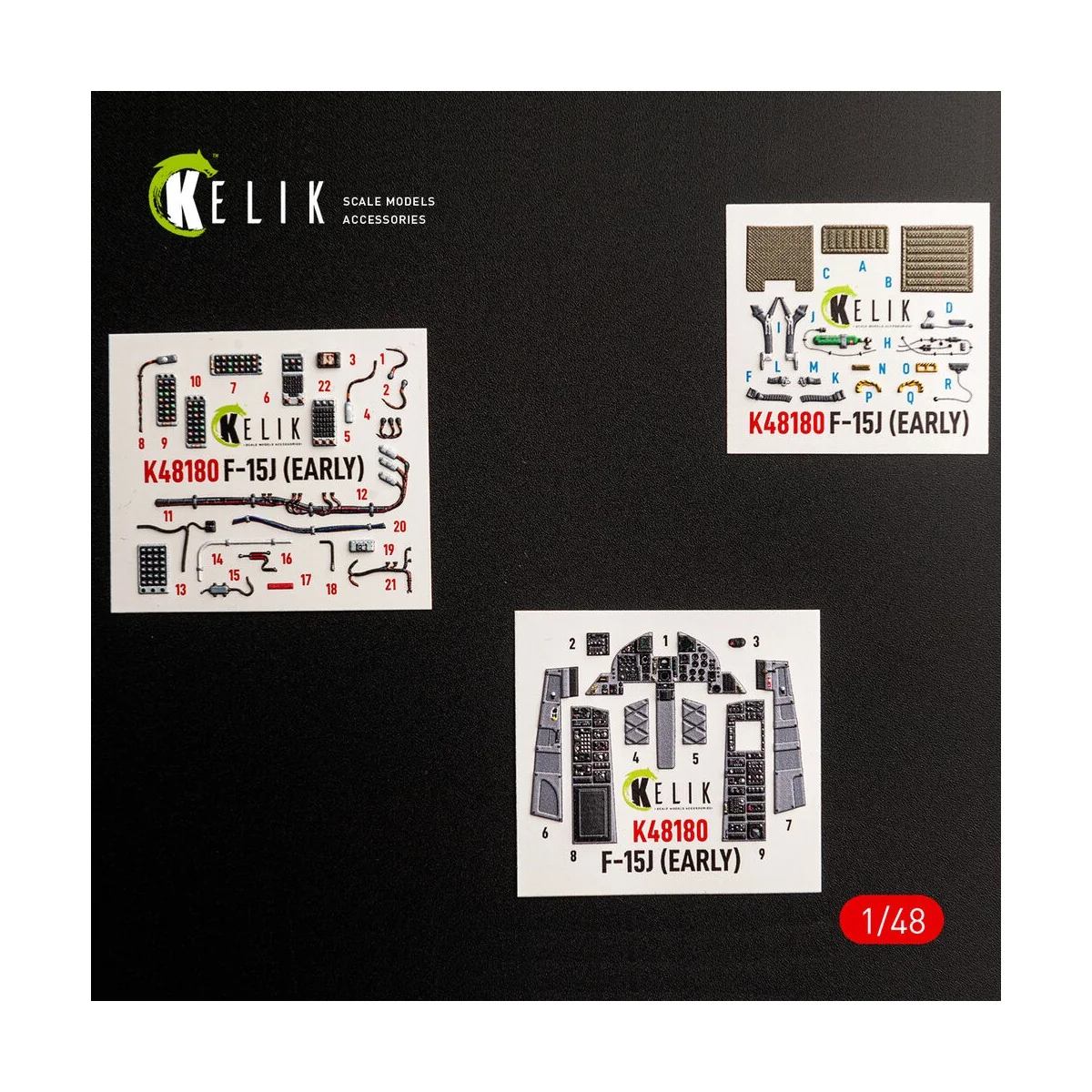 F-15J (Early) - interior 3D decals for Hasegawa, 1/48 - Kelik K48180 F-15J (Early) - interior 3D decals for Hasegawa, 1/48 - Kelik K48180