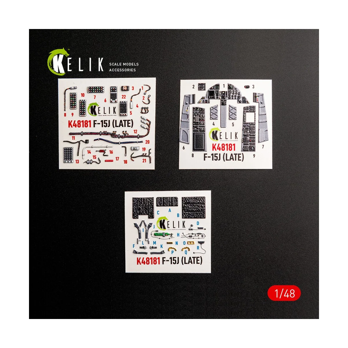 F-15J (Late) - interior 3D decals for Hasegawa, 1/48 - Kelik K48181 F-15J (Late) - interior 3D decals for Hasegawa, 1/48 - Kelik K48181