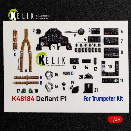 Defiant F1 - interior 3D decals for Trumpeter, 1/48 - Kelik K48184 Defiant F1 - interior 3D decals for Trumpeter, 1/48 - Kelik K48184