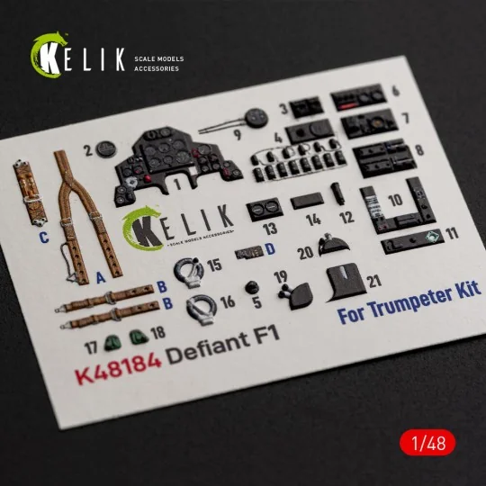 Defiant F1 - interior 3D decals for Trumpeter, 1/48 - Kelik K48184 Defiant F1 - interior 3D decals for Trumpeter, 1/48 - Kelik K48184