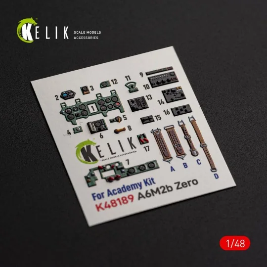 A6M2b Zero - interior 3D decals for Academy, 1/48 - Kelik K48189 A6M2b Zero - interior 3D decals for Academy, 1/48 - Kelik K48189