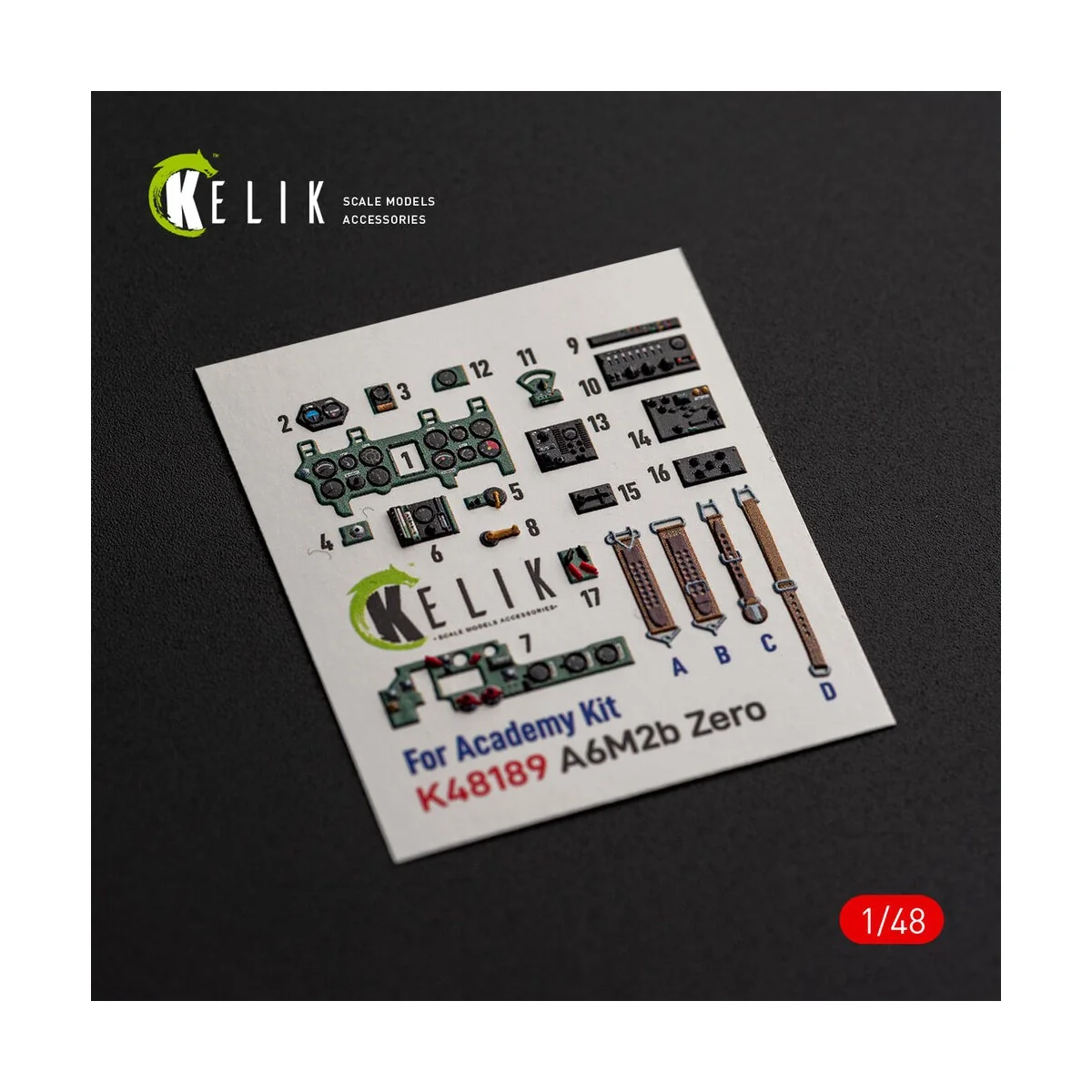 A6M2b Zero - interior 3D decals for Academy, 1/48 - Kelik K48189 A6M2b Zero - interior 3D decals for Academy, 1/48 - Kelik K48189