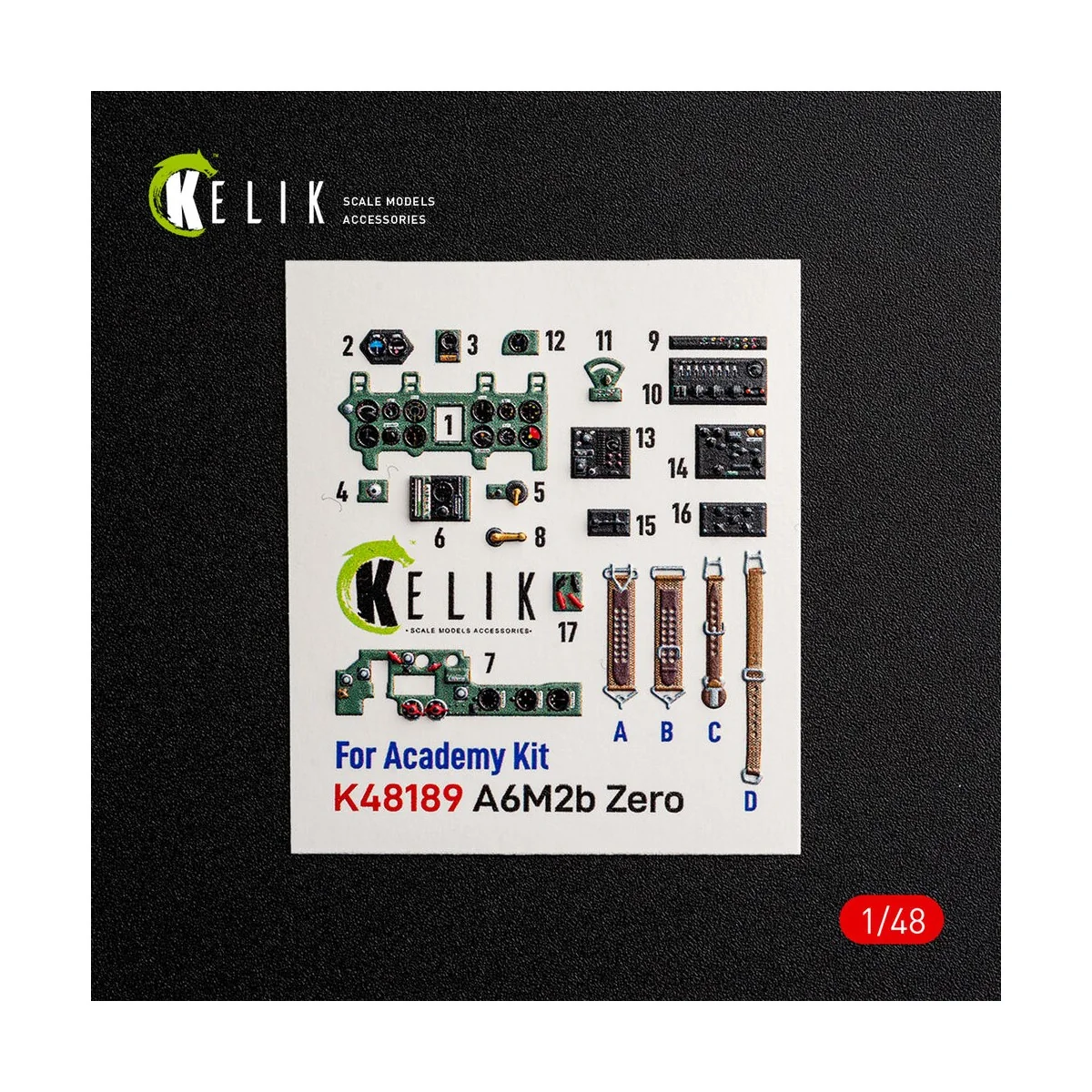 A6M2b Zero - interior 3D decals for Academy, 1/48 - Kelik K48189 A6M2b Zero - interior 3D decals for Academy, 1/48 - Kelik K48189