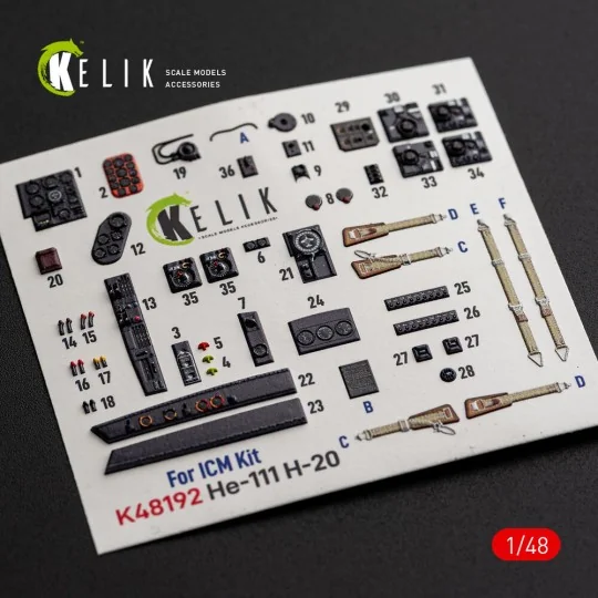 He-111 H-20 - interior 3D decals for ICM, 1/48 - Kelik K48192 He-111 H-20 - interior 3D decals for ICM, 1/48 - Kelik K48192