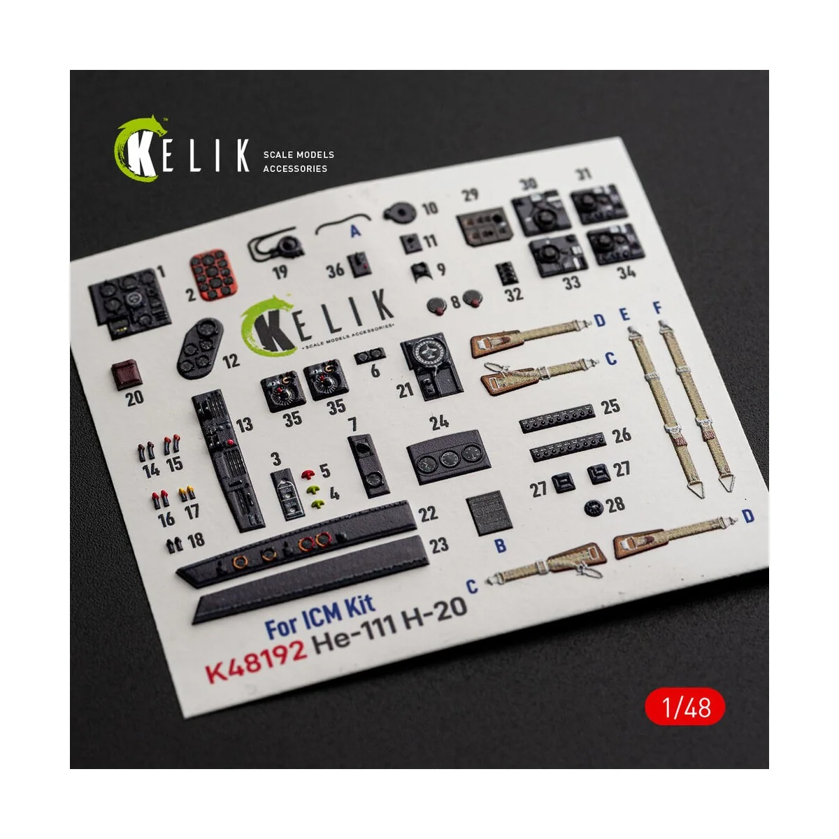 He-111 H-20 - interior 3D decals for ICM, 1/48 - Kelik K48192 He-111 H-20 - interior 3D decals for ICM, 1/48 - Kelik K48192