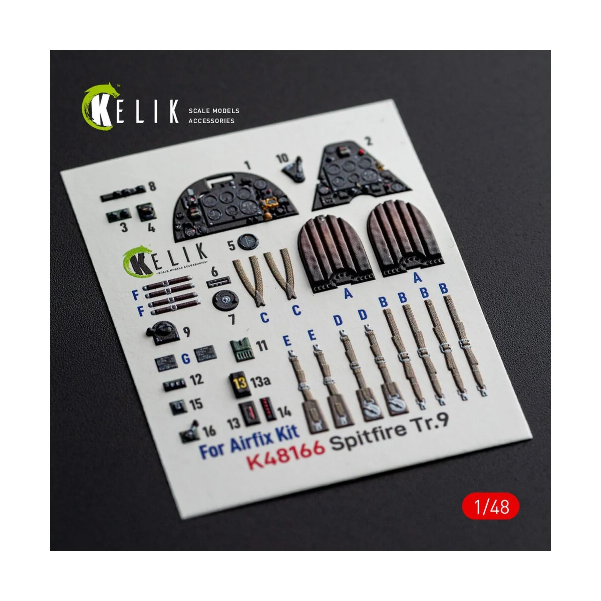 Spitfire TR.9 - interior 3D decals for Airfix, 1/48 - Kelik K48166 Spitfire TR.9 - interior 3D decals for Airfix, 1/48 - Kelik K48166