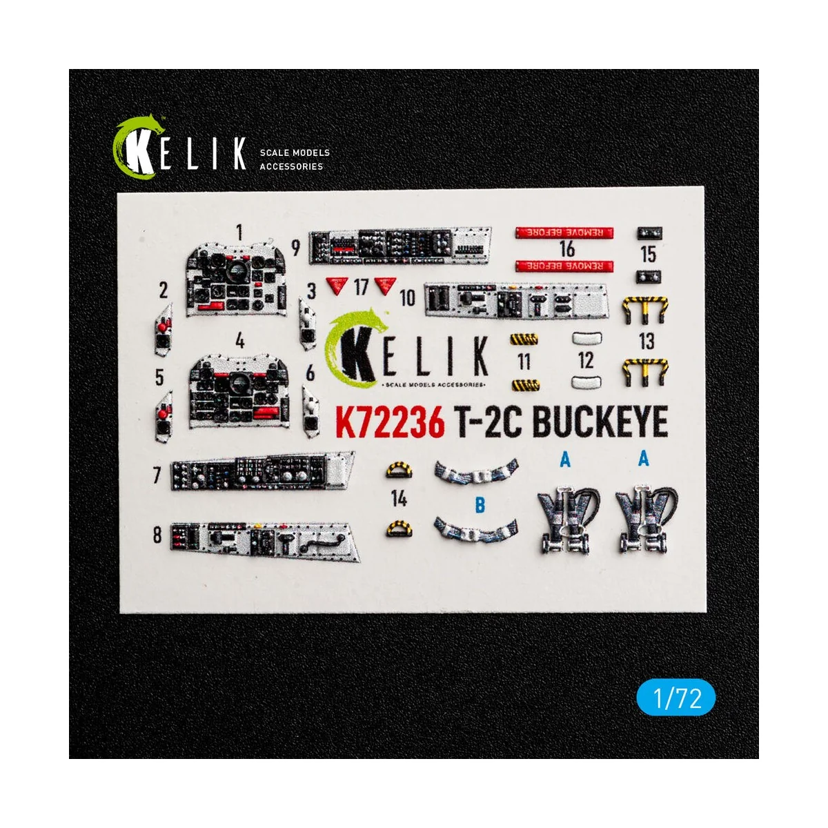 T-2C BUCKEYE - interior 3D decals for Wolfpack, 1/72 - Kelik K72236 T-2C BUCKEYE - interior 3D decals for Wolfpack, 1/72 - Kelik K72236