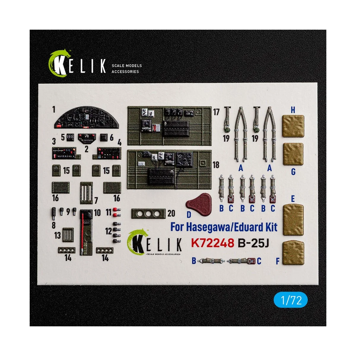 B-25J - interior 3D decals for Eduard, 1/72 - Kelik K72248 B-25J - interior 3D decals for Eduard, 1/72 - Kelik K72248
