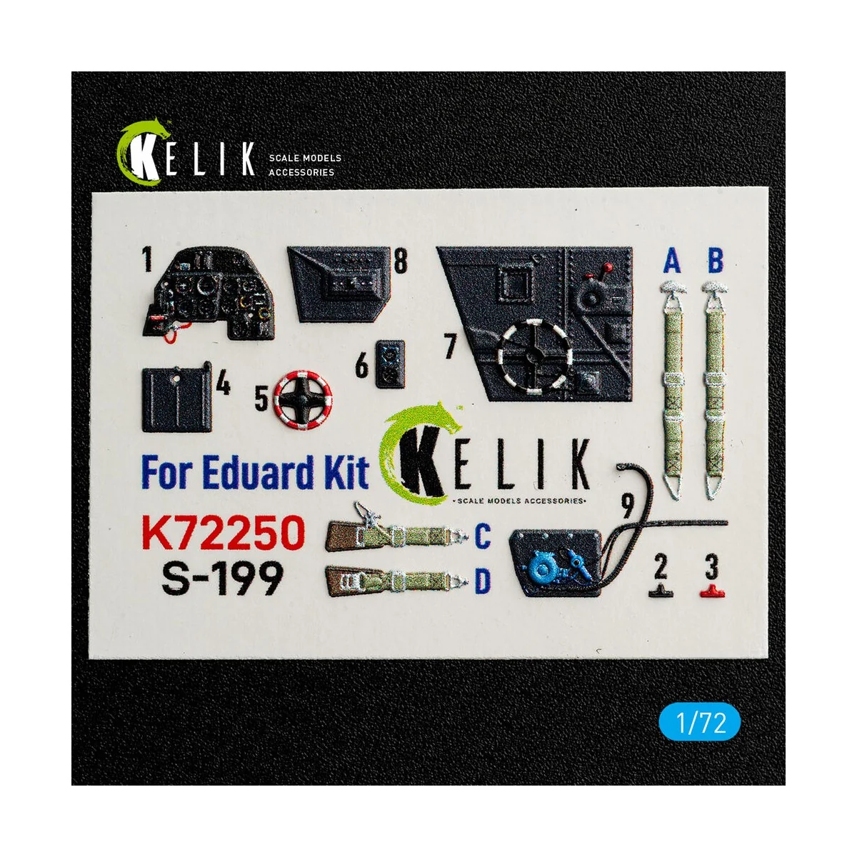 S-199 - interior 3D decals for Eduard, 1/72 - Kelik K72250 S-199 - interior 3D decals for Eduard, 1/72 - Kelik K72250