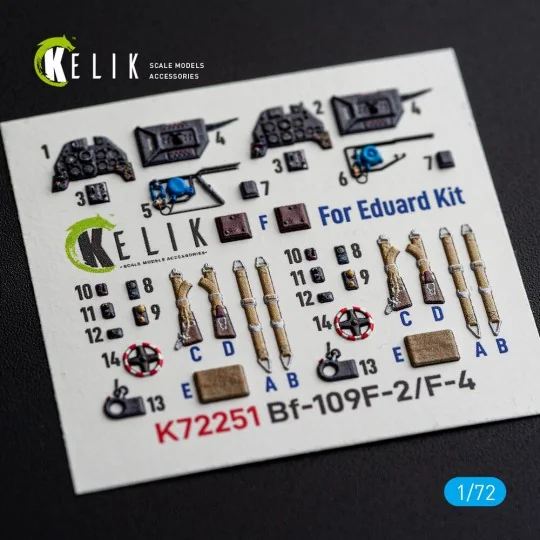 Bf-109 F-2/F-4 - interior 3D decals for Eduard, 1/72 - Kelik K72251 Bf-109 F-2/F-4 - interior 3D decals for Eduard, 1/72 - Kelik K72251