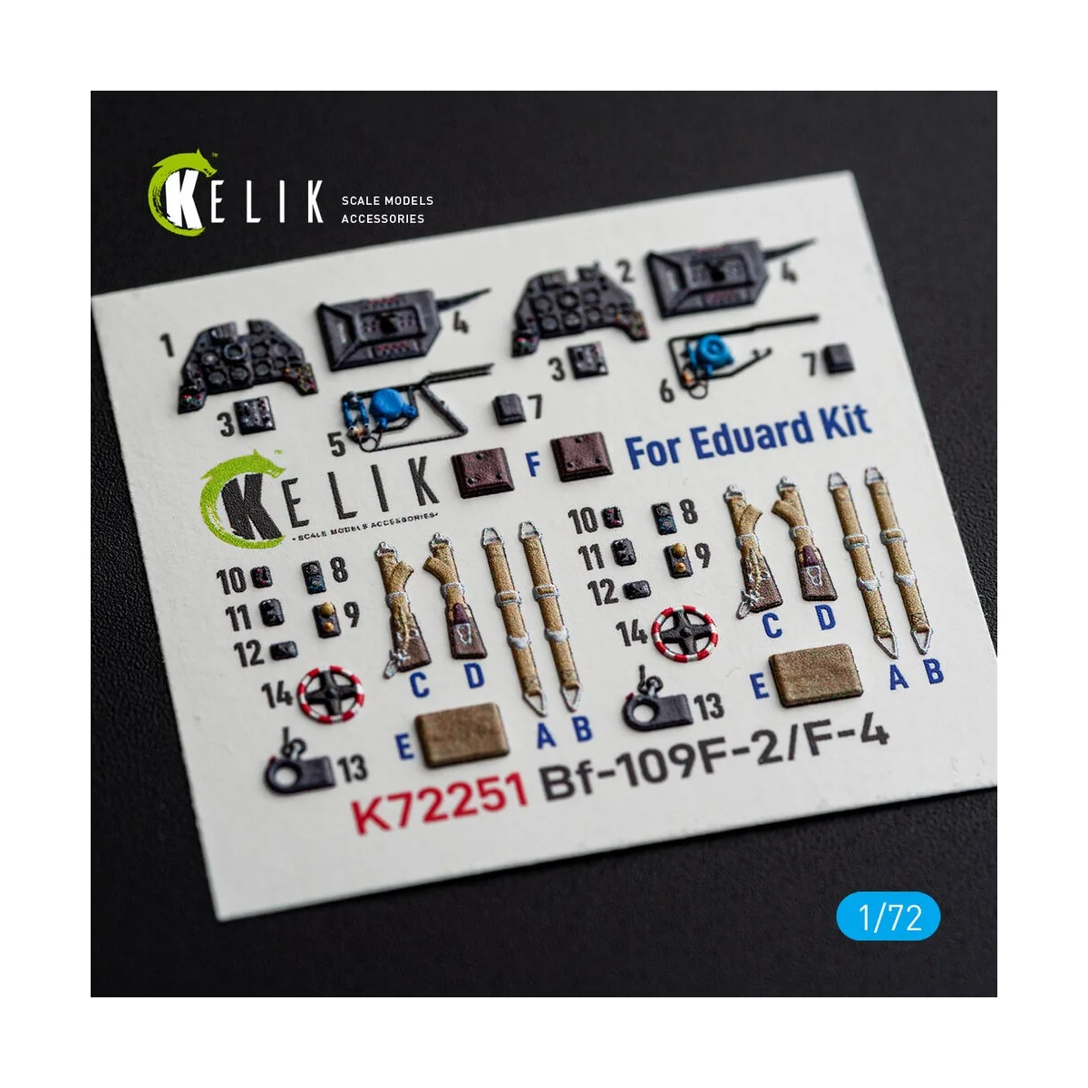 Bf-109 F-2/F-4 - interior 3D decals for Eduard, 1/72 - Kelik K72251 Bf-109 F-2/F-4 - interior 3D decals for Eduard, 1/72 - Kelik K72251