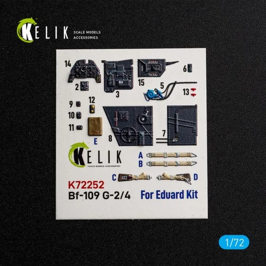 Bf-109 G-2/4 - interior 3D decals for Eduard, 1/72 - Kelik K72252 Bf-109 G-2/4 - interior 3D decals for Eduard, 1/72 - Kelik K72252
