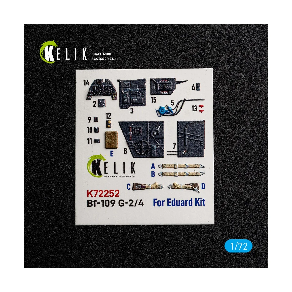 Bf-109 G-2/4 - interior 3D decals for Eduard, 1/72 - Kelik K72252 Bf-109 G-2/4 - interior 3D decals for Eduard, 1/72 - Kelik K72252