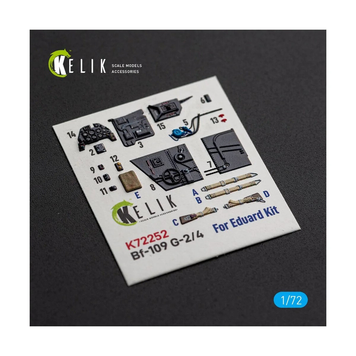 Bf-109 G-2/4 - interior 3D decals for Eduard, 1/72 - Kelik K72252 Bf-109 G-2/4 - interior 3D decals for Eduard, 1/72 - Kelik K72252