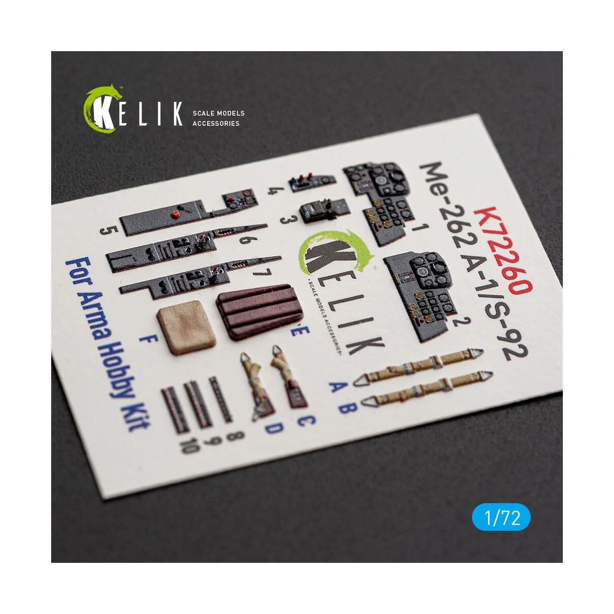 Me-262 A-1/S-92 - interior 3D decals for Arma Hobby, 1/72 - Kelik K... Me-262 A-1/S-92 - interior 3D decals for Arma Hobby, 1/72 - Kelik K...