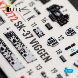 SK-37 Viggen - interior 3D decals for Special Hobby, 1/72 - Kelik K...
