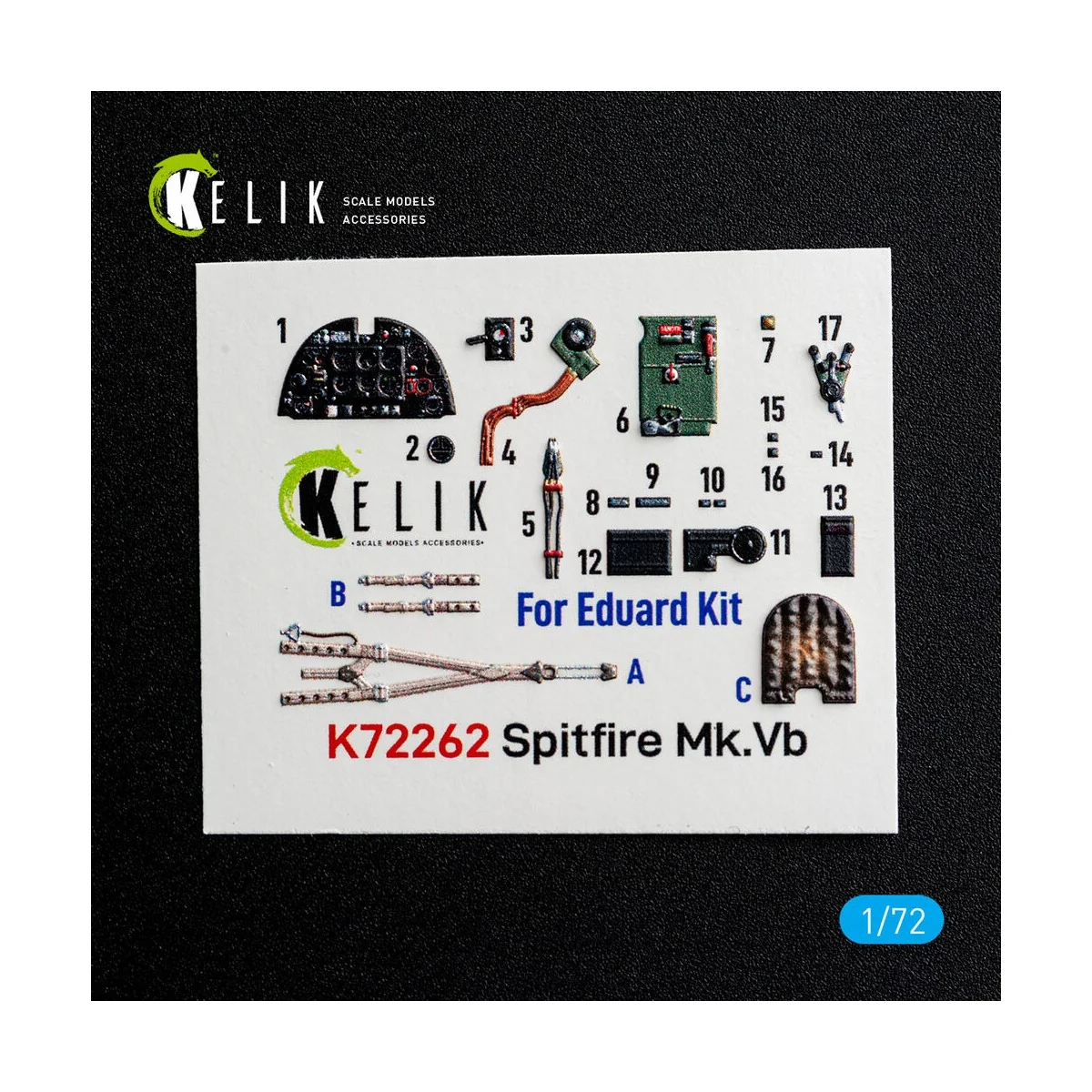 Spitfire Mk.Vb - interior 3D decals for Eduard, 1/72 - Kelik K72262 Spitfire Mk.Vb - interior 3D decals for Eduard, 1/72 - Kelik K72262