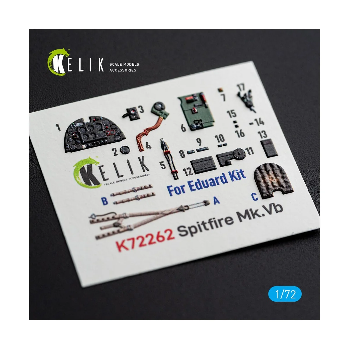 Spitfire Mk.Vb - interior 3D decals for Eduard, 1/72 - Kelik K72262 Spitfire Mk.Vb - interior 3D decals for Eduard, 1/72 - Kelik K72262