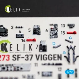 SF-37 Viggen - interior 3D decals for Special Hobby, 1/72 - Kelik K...