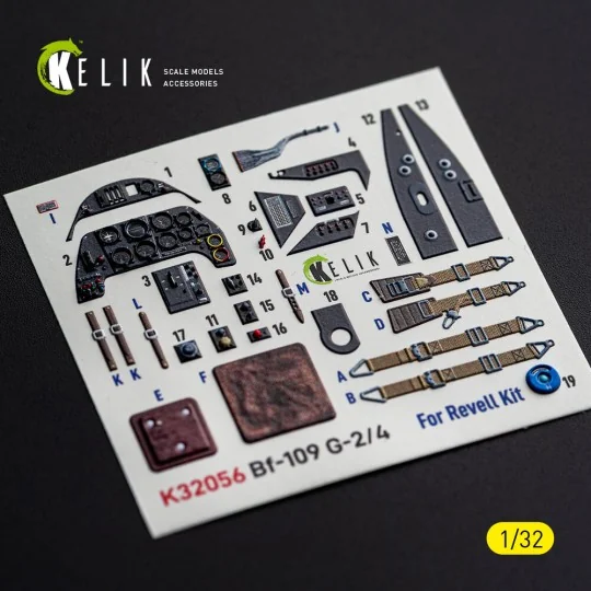 Bf-109 G2/4 - interior 3D decals for Revell, 1/32 - Kelik K32056 Bf-109 G2/4 - interior 3D decals for Revell, 1/32 - Kelik K32056