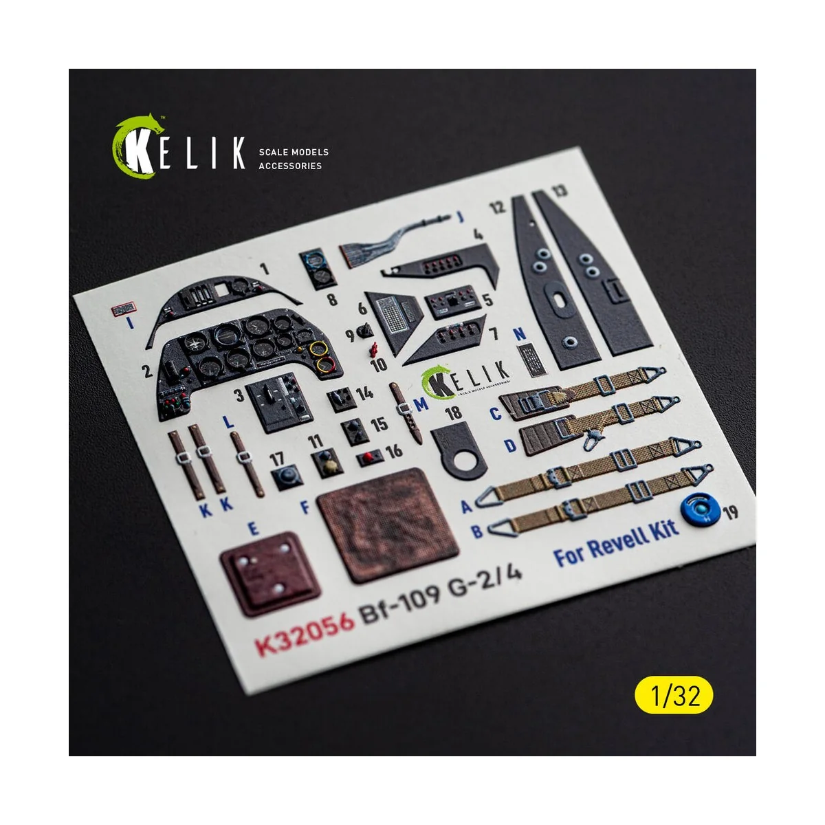 Bf-109 G2/4 - interior 3D decals for Revell, 1/32 - Kelik K32056 Bf-109 G2/4 - interior 3D decals for Revell, 1/32 - Kelik K32056