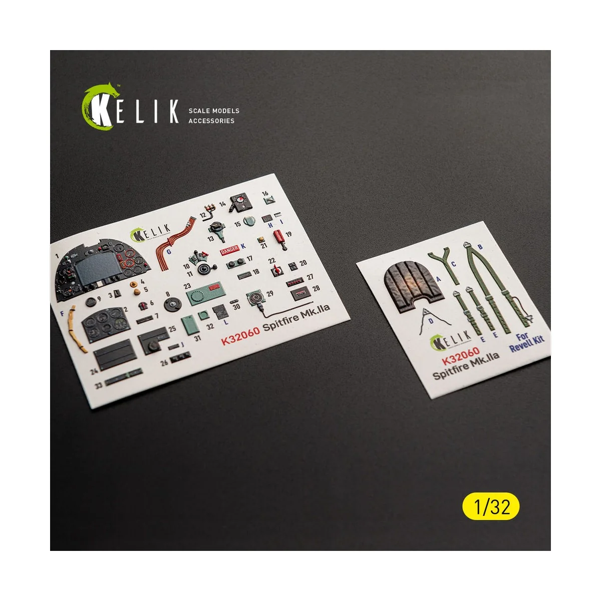 Spitfire Mk.IIa - interior 3D decals for Revell, 1/32 - Kelik K32060 Spitfire Mk.IIa - interior 3D decals for Revell, 1/32 - Kelik K32060