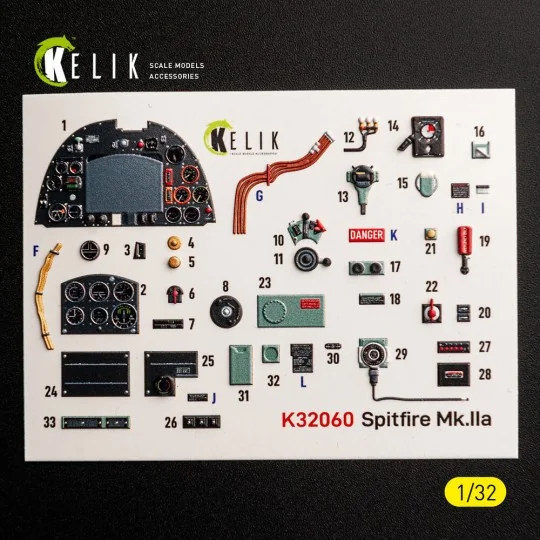 Spitfire Mk.IIa - interior 3D decals for Revell, 1/32 - Kelik K32060 Spitfire Mk.IIa - interior 3D decals for Revell, 1/32 - Kelik K32060