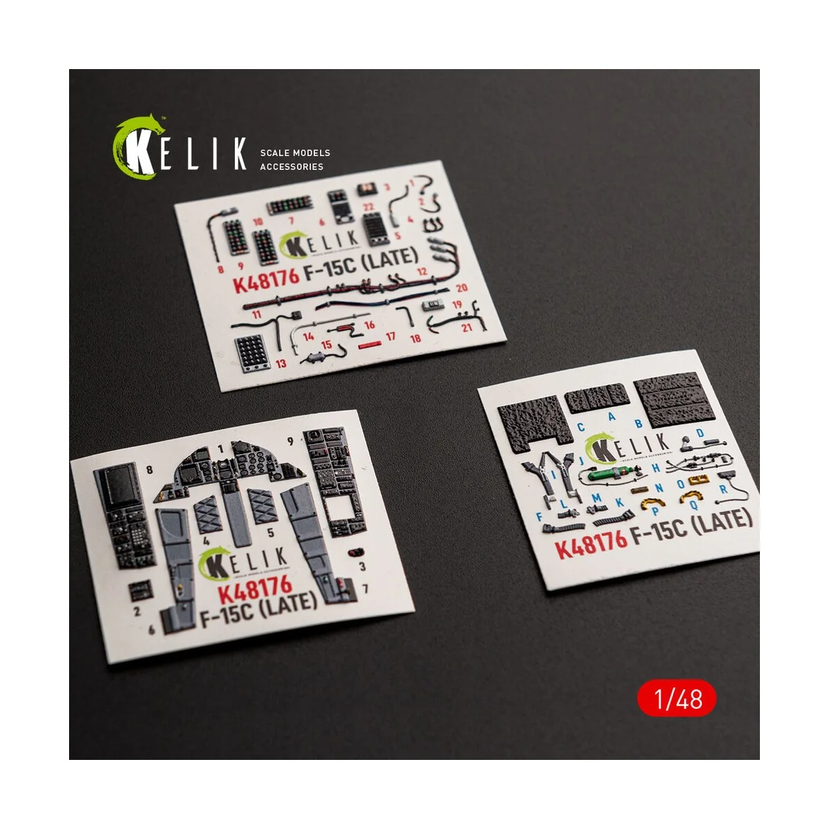 F-15C (Late) - interior 3D decals for Hasegawa, 1/48 - Kelik K48176 F-15C (Late) - interior 3D decals for Hasegawa, 1/48 - Kelik K48176