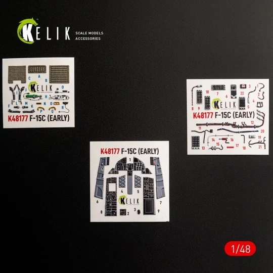 F-15C (Early) - interior 3D decals for Hasegawa, 1/48 - Kelik K48177 F-15C (Early) - interior 3D decals for Hasegawa, 1/48 - Kelik K48177