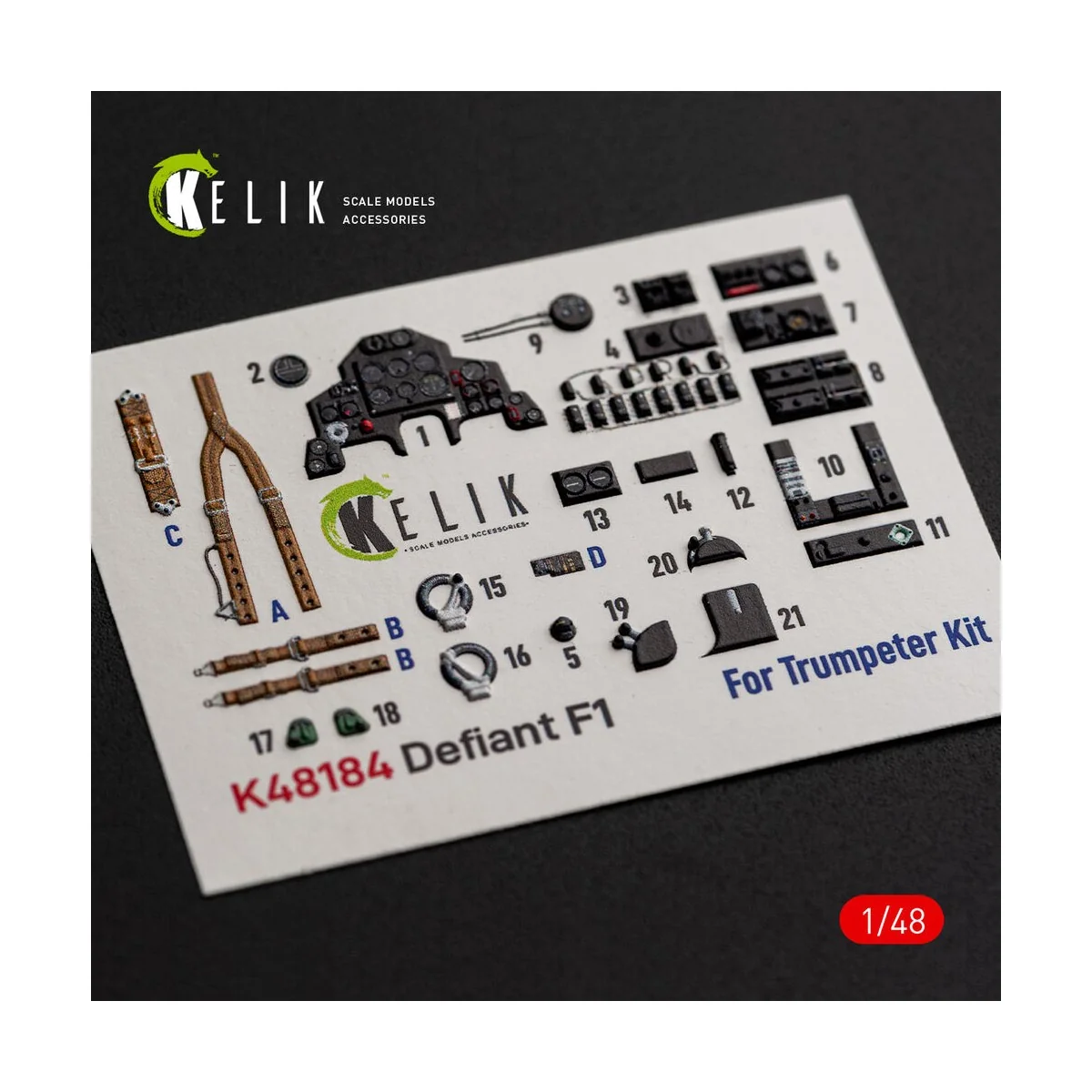 Defiant F1 - interior 3D decals for Trumpeter, 1/48 - Kelik K48184 Defiant F1 - interior 3D decals for Trumpeter, 1/48 - Kelik K48184