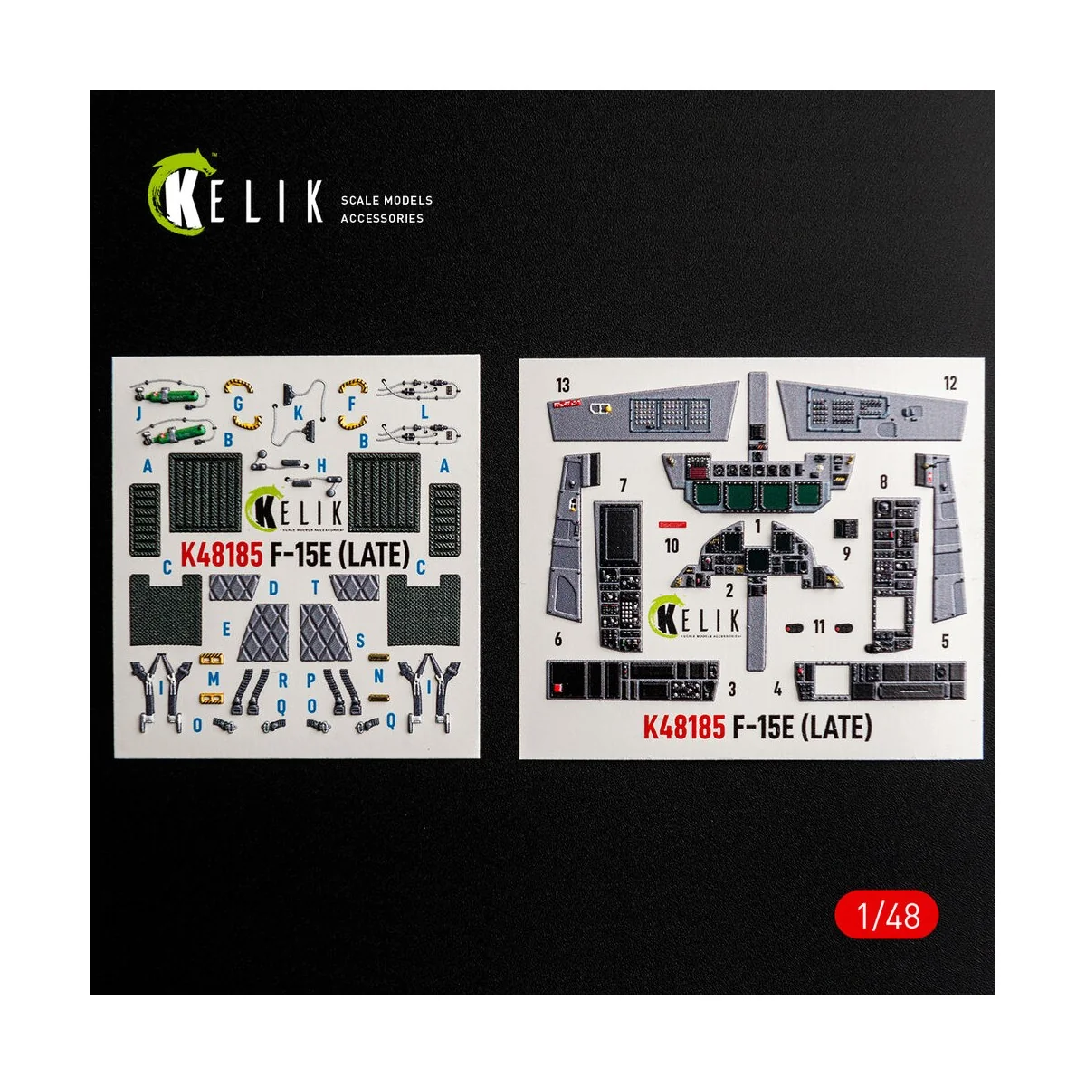 F-15E (Late) - interior 3D decals for Hasegawa, 1/48 - Kelik K48185 F-15E (Late) - interior 3D decals for Hasegawa, 1/48 - Kelik K48185