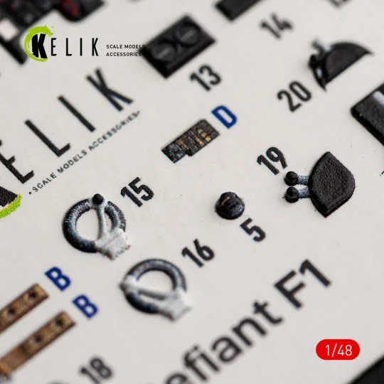 Defiant F1 - interior 3D decals for Trumpeter, 1/48 - Kelik K48184 Defiant F1 - interior 3D decals for Trumpeter, 1/48 - Kelik K48184