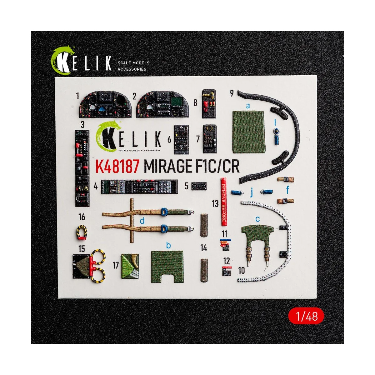 Mirage F1C/CR - interior 3D decals for Italeri, 1/48 - Kelik K48187 Mirage F1C/CR - interior 3D decals for Italeri, 1/48 - Kelik K48187