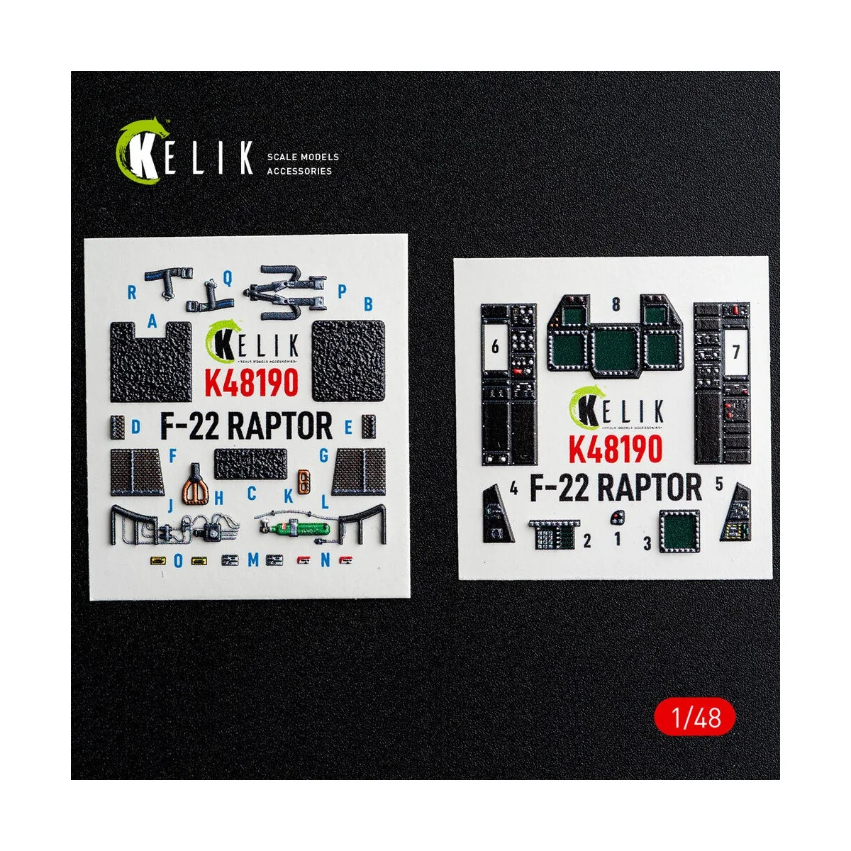 F-22 Raptor - interior 3D decals for Hasegawa, 1/48 - Kelik K48190 F-22 Raptor - interior 3D decals for Hasegawa, 1/48 - Kelik K48190