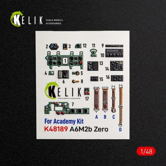 A6M2b Zero - interior 3D decals for Academy, 1/48 - Kelik K48189 A6M2b Zero - interior 3D decals for Academy, 1/48 - Kelik K48189