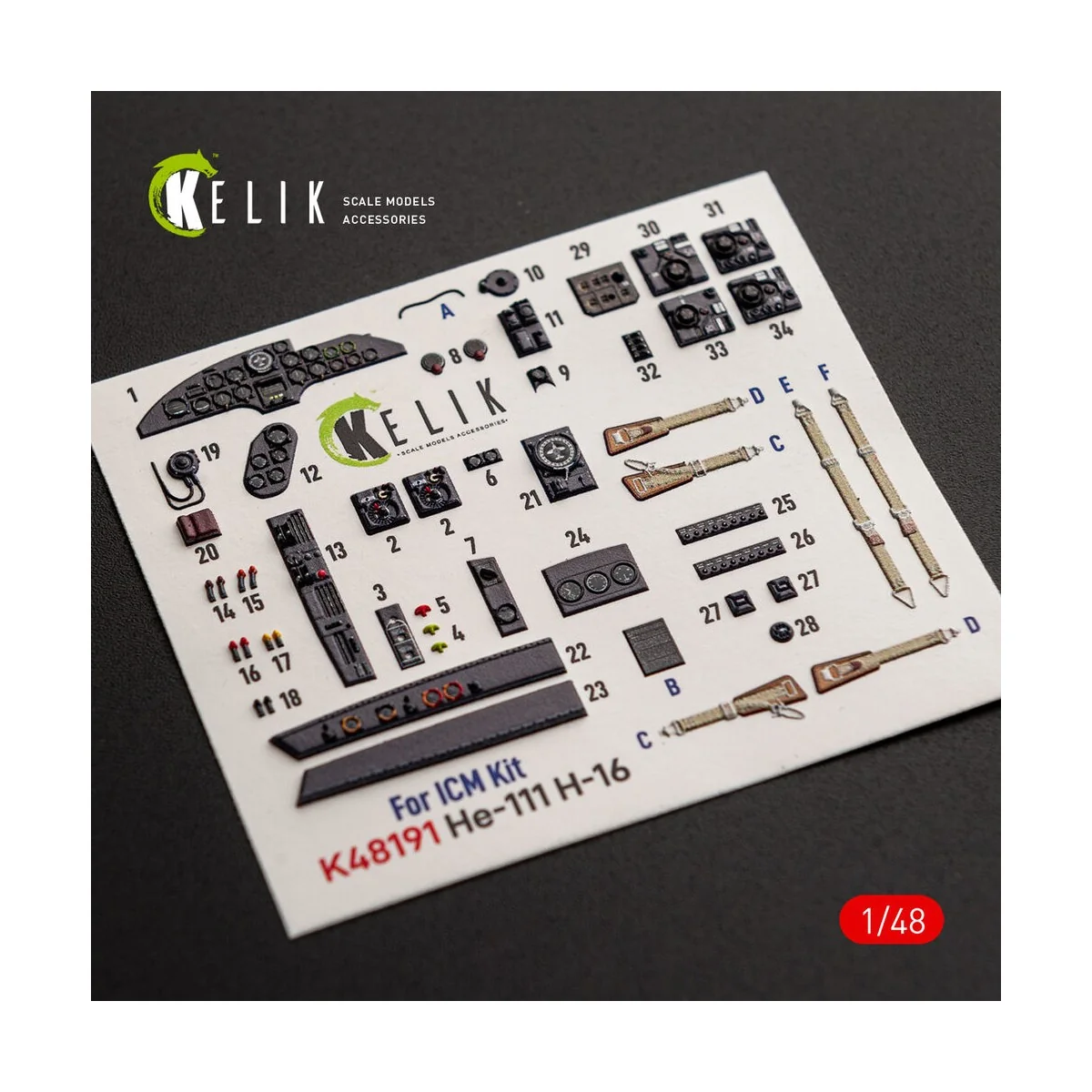 He-111 H-16 - interior 3D decals for ICM, 1/48 - Kelik K48191 He-111 H-16 - interior 3D decals for ICM, 1/48 - Kelik K48191